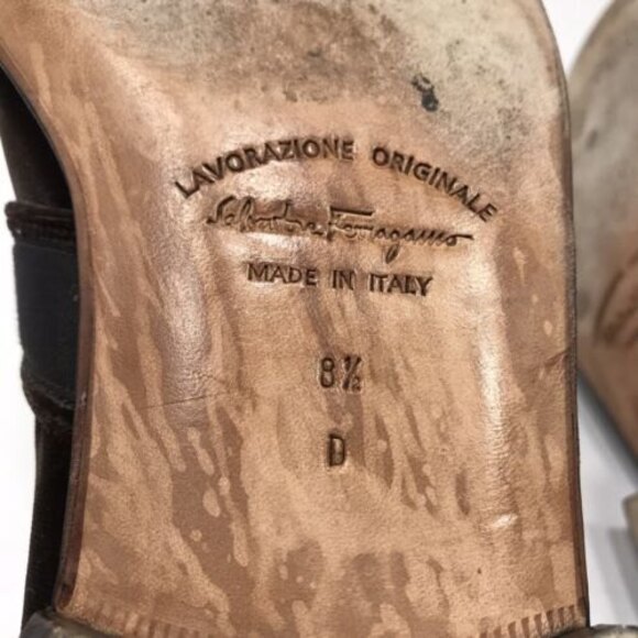 Salvatore Ferragamo Mens Velvet Slip On Loafers Size 8.5 Brown - Picture 7 of 9